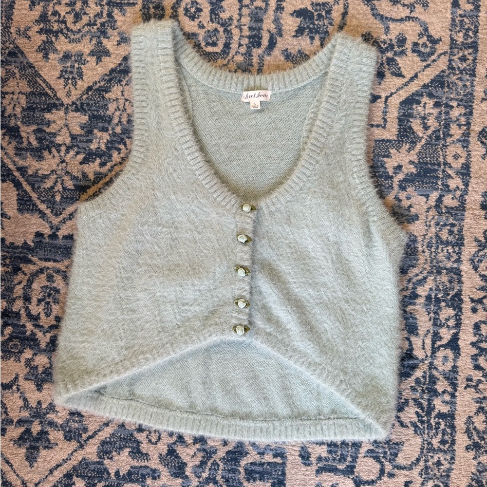 FOR LOVE & LEMONS | Anastasia Sweater Vest In Baby Blue | L